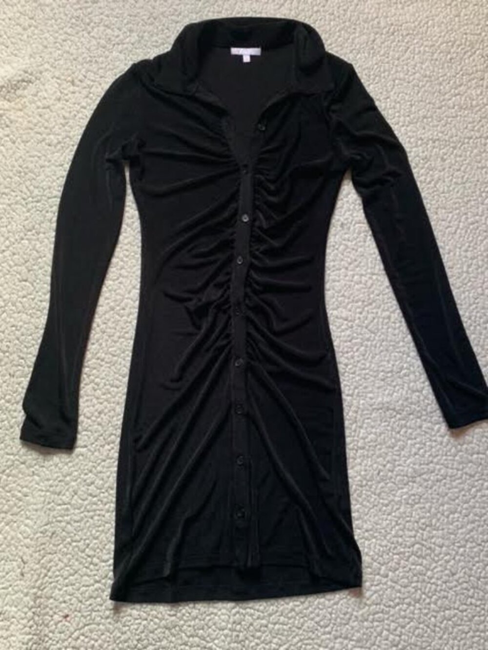 Black sheer button up dress